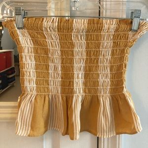 yellow and white stripped tube top